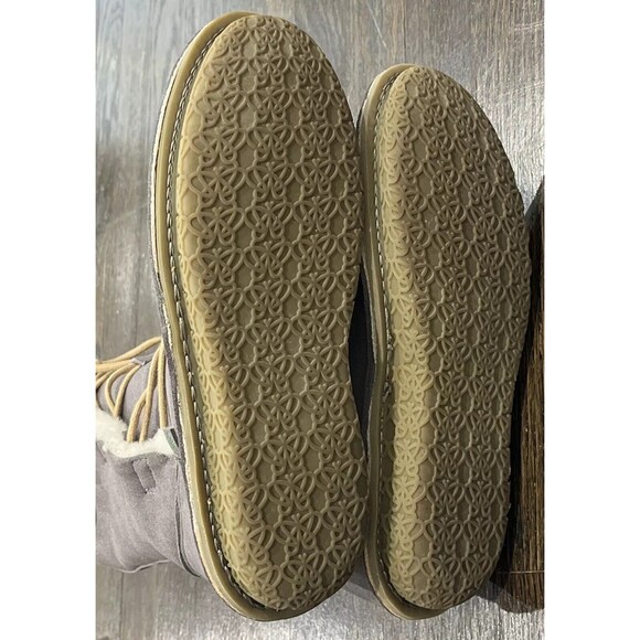 Po-Zu Zu Boots Size EU 38 US 7.5 Suede Sheepskin Slipper Gray Lace Up NWOB - Picture 8 of 10